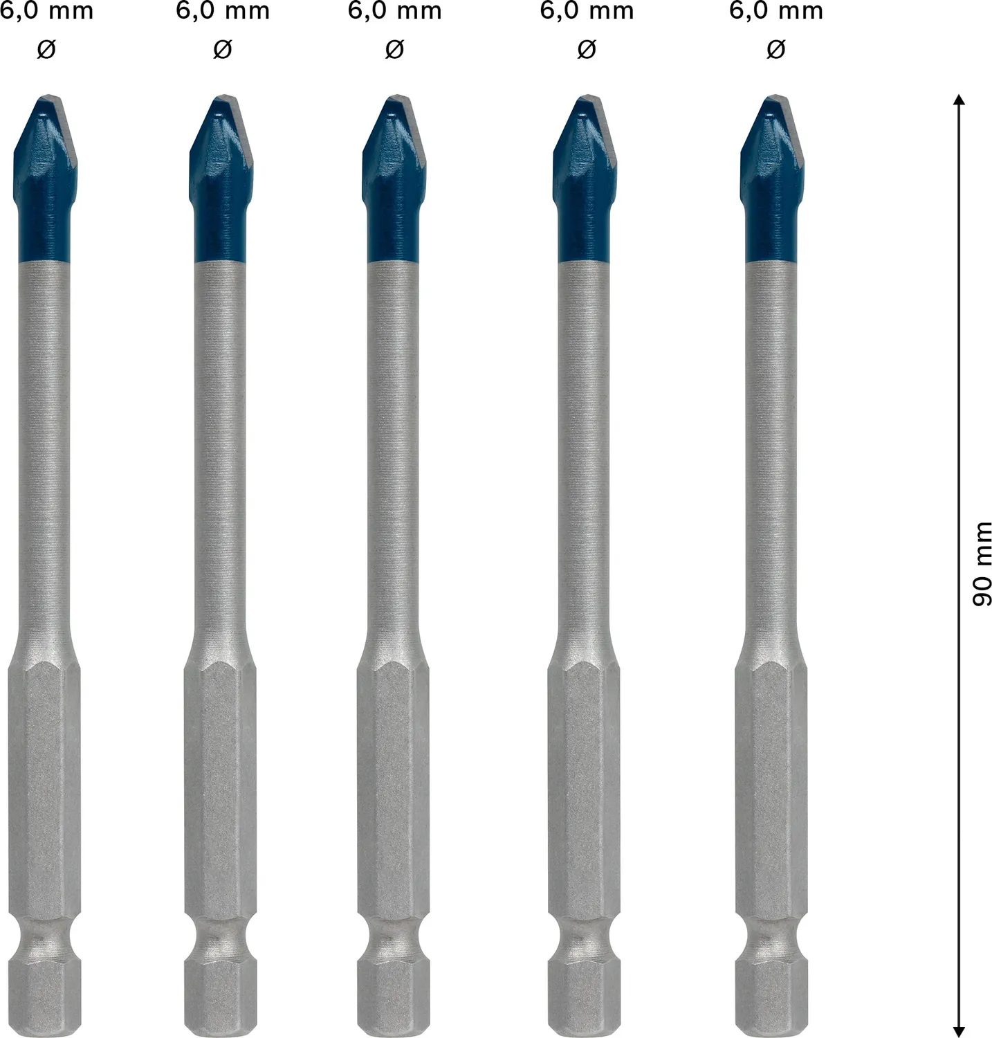 Bosch Expert HEX-9 Hard Ceramic punte 6 mm 5 pz per piastrelle dure
