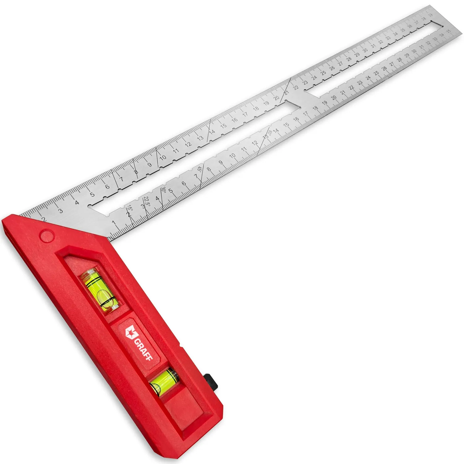 Graff squadra falegname 250 mm 90° 45° livella