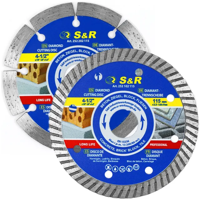S&R dischi diamantati 115 mm cemento piastrelle 2 pz