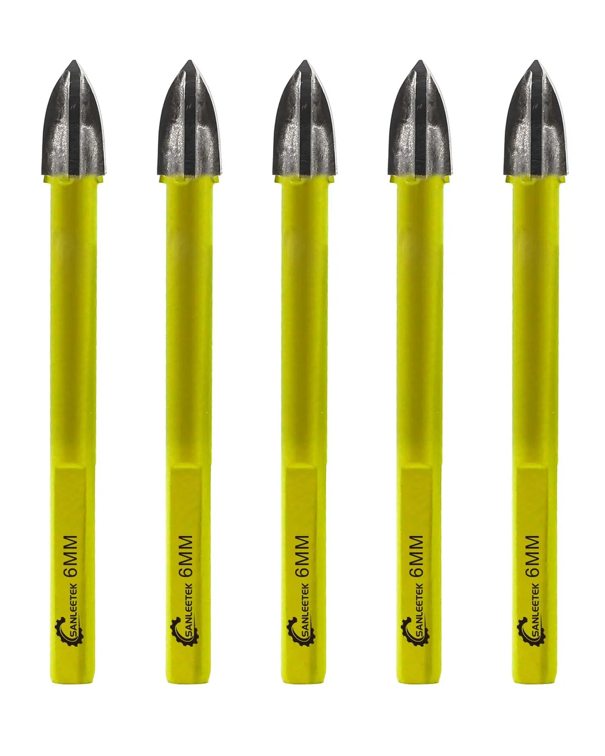 Sanleetek punte carburo 6 mm esagonali 5 pezzi muro