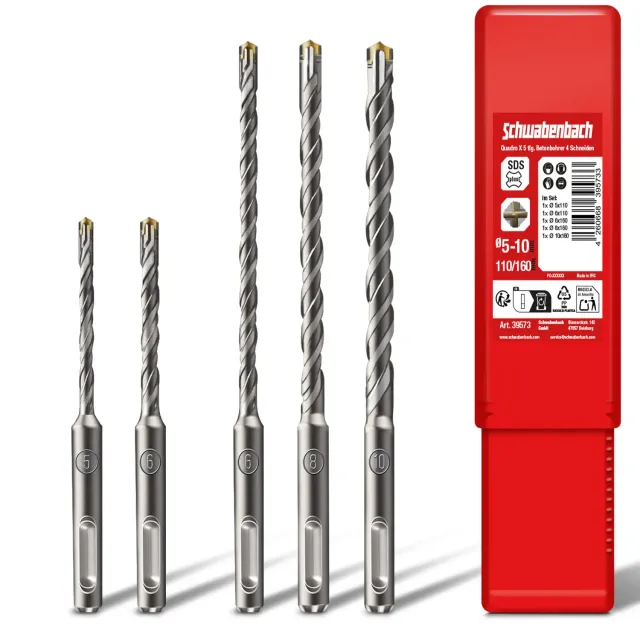 Schwabenbach SDS-Plus Set 5 Punte Muro 5-10 mm 110/160 mm