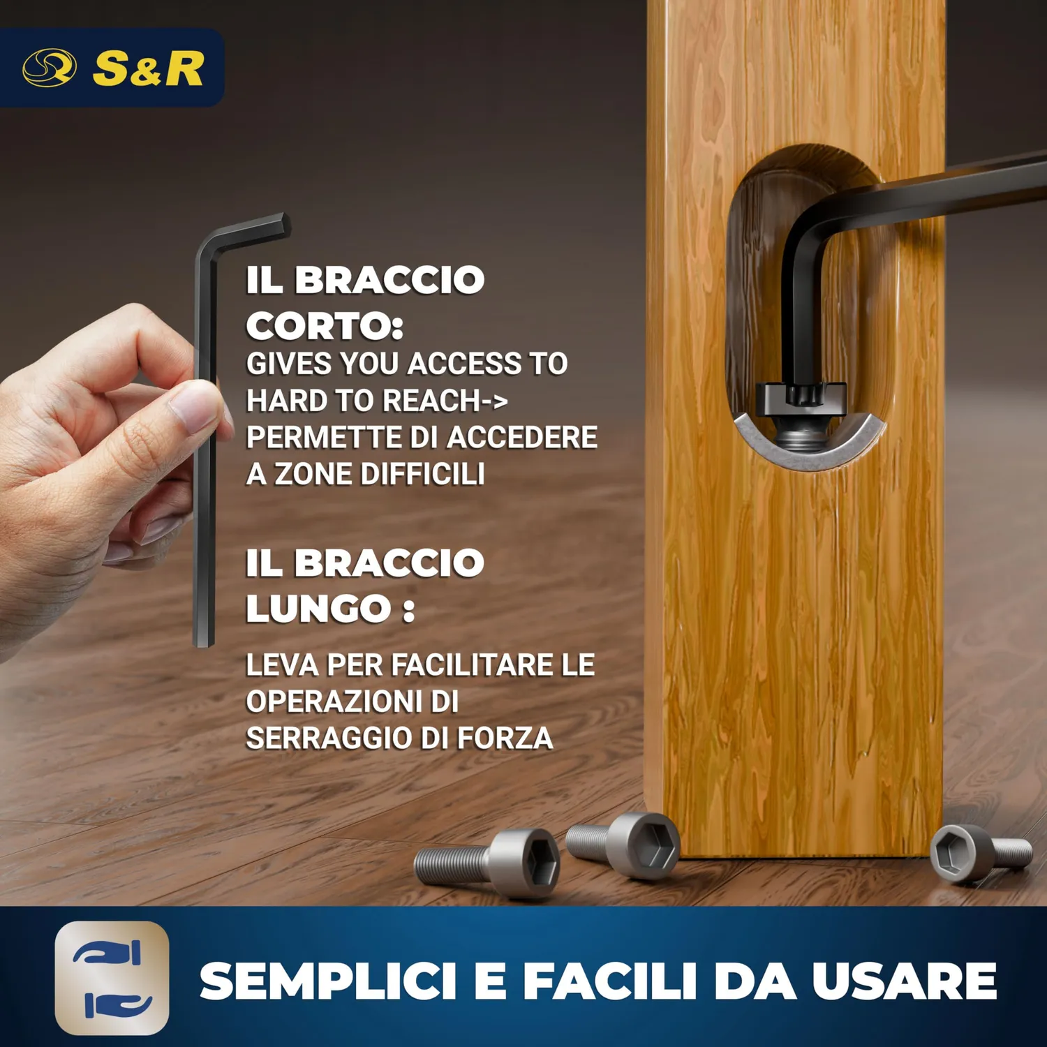 S&R set chiavi a brugola esagonali 30 pz metriche e pollici