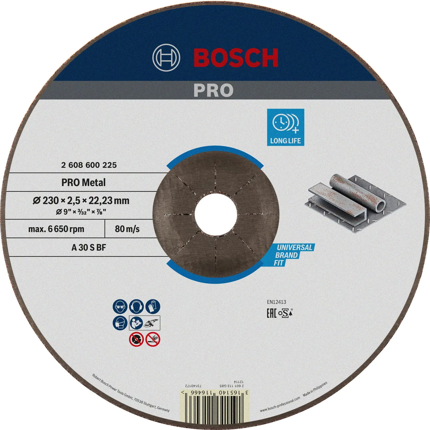 Bosch PRO Metal mola taglio 180x3 mm foro 22,23 mm
