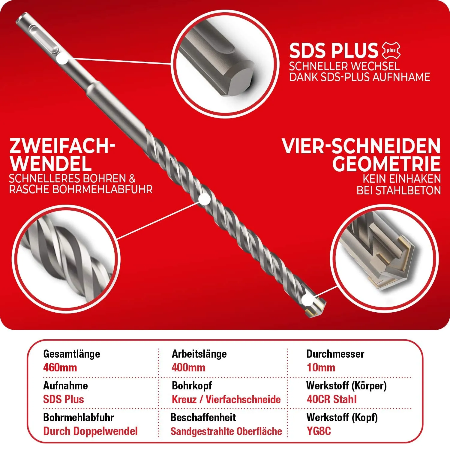 Schwabenbach Punta SDS Plus 25x460 mm calcestruzzo passante