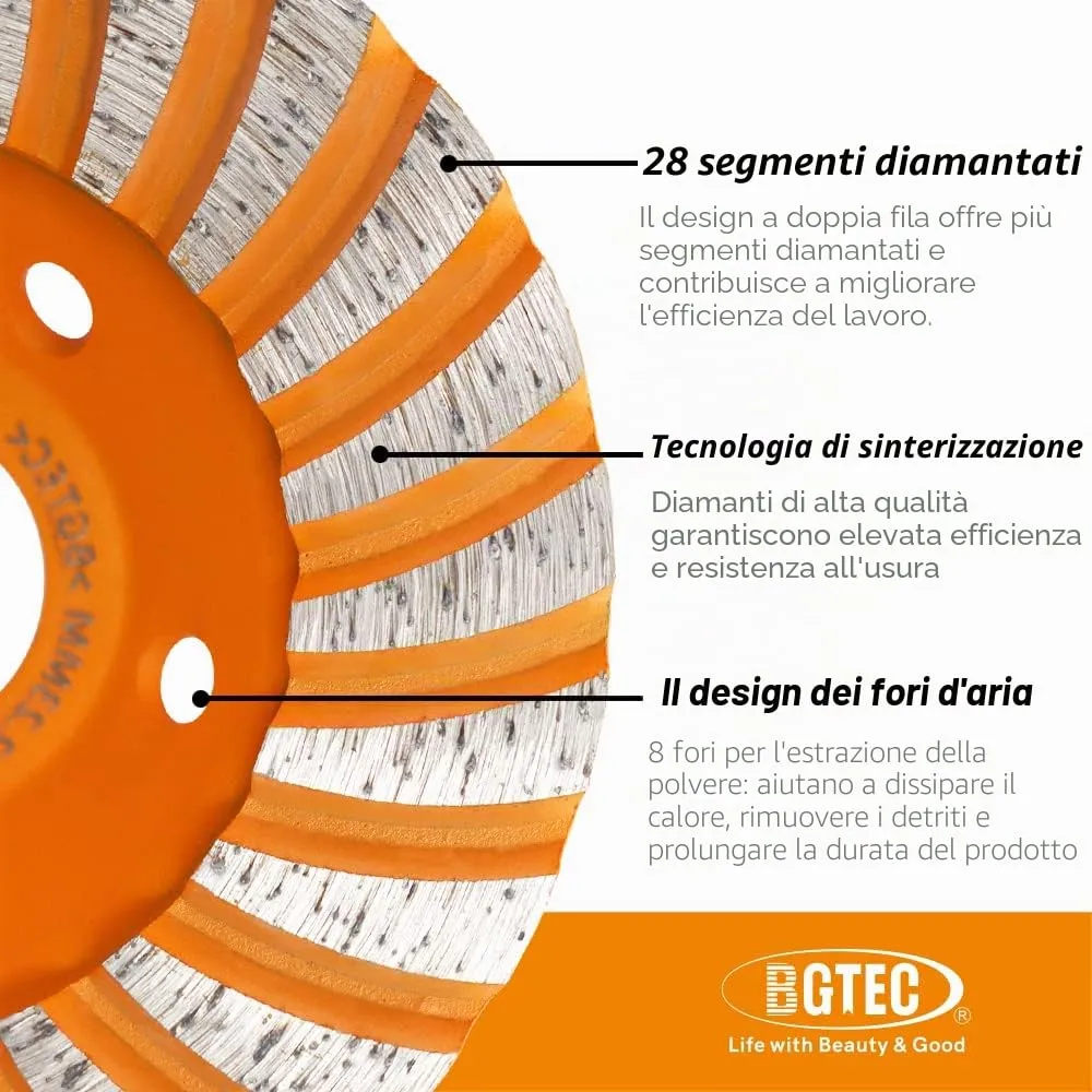 BGTEC Turbo mola a tazza diamantata 115 mm per calcestruzzo