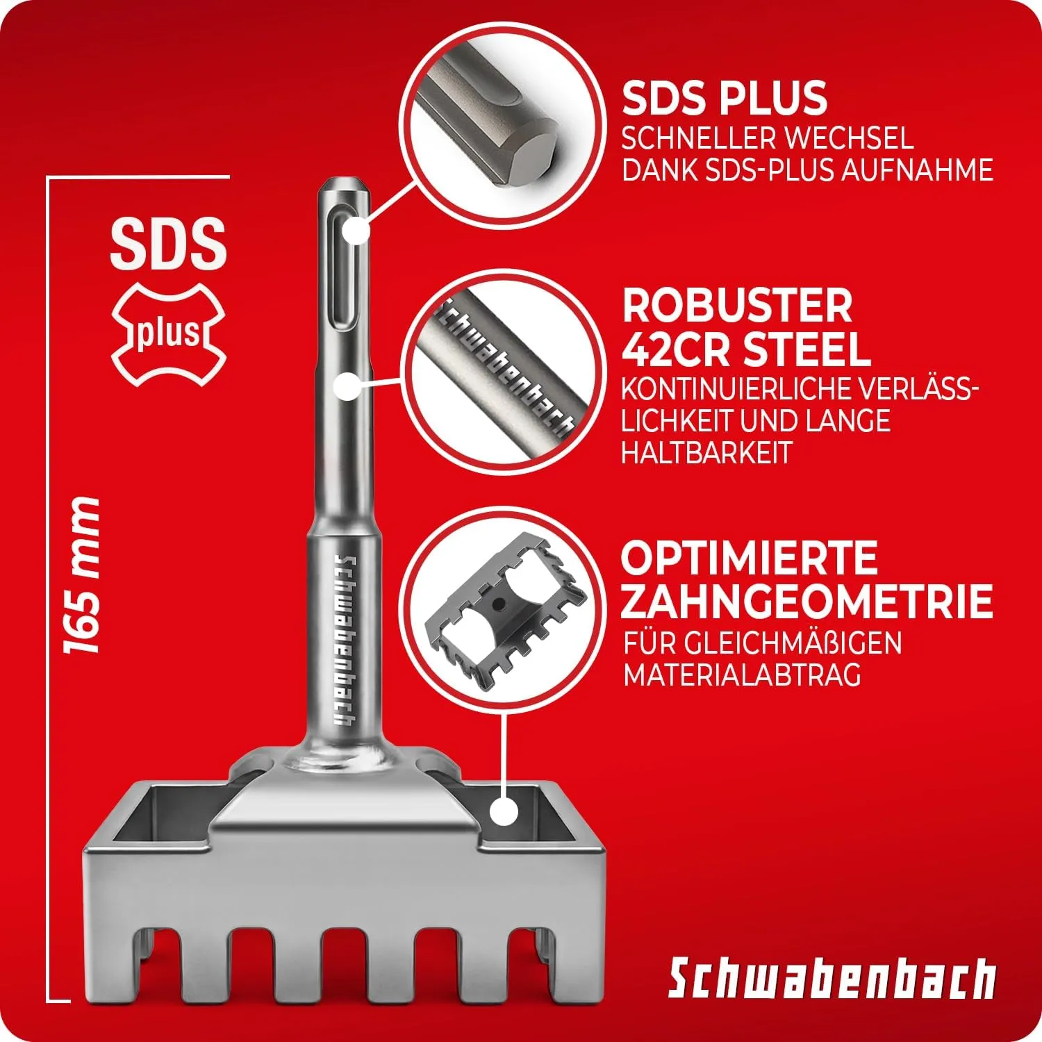 Schwabenbach scalpello quadro SDS Plus 85x45 mm scatole