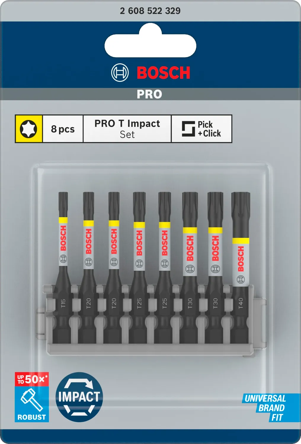 Bosch Expert bit Impact Torx 50 mm set 8 pezzi T15-T40