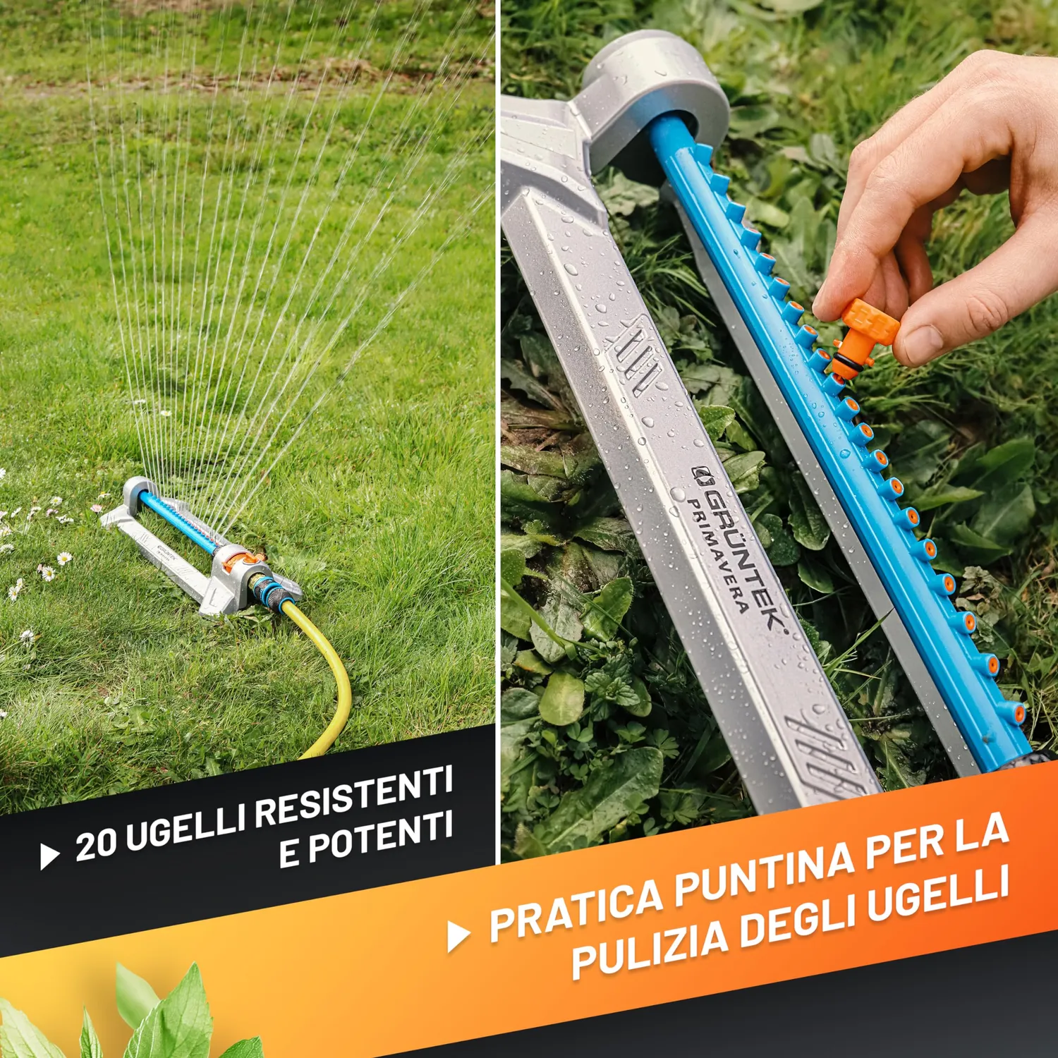 Grüntek irrigatore oscillante giardino metallo grigio 352 mq