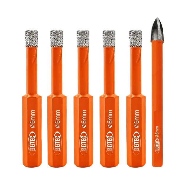 BGTEC S1 set 6 punte diamantate 6 mm a secco