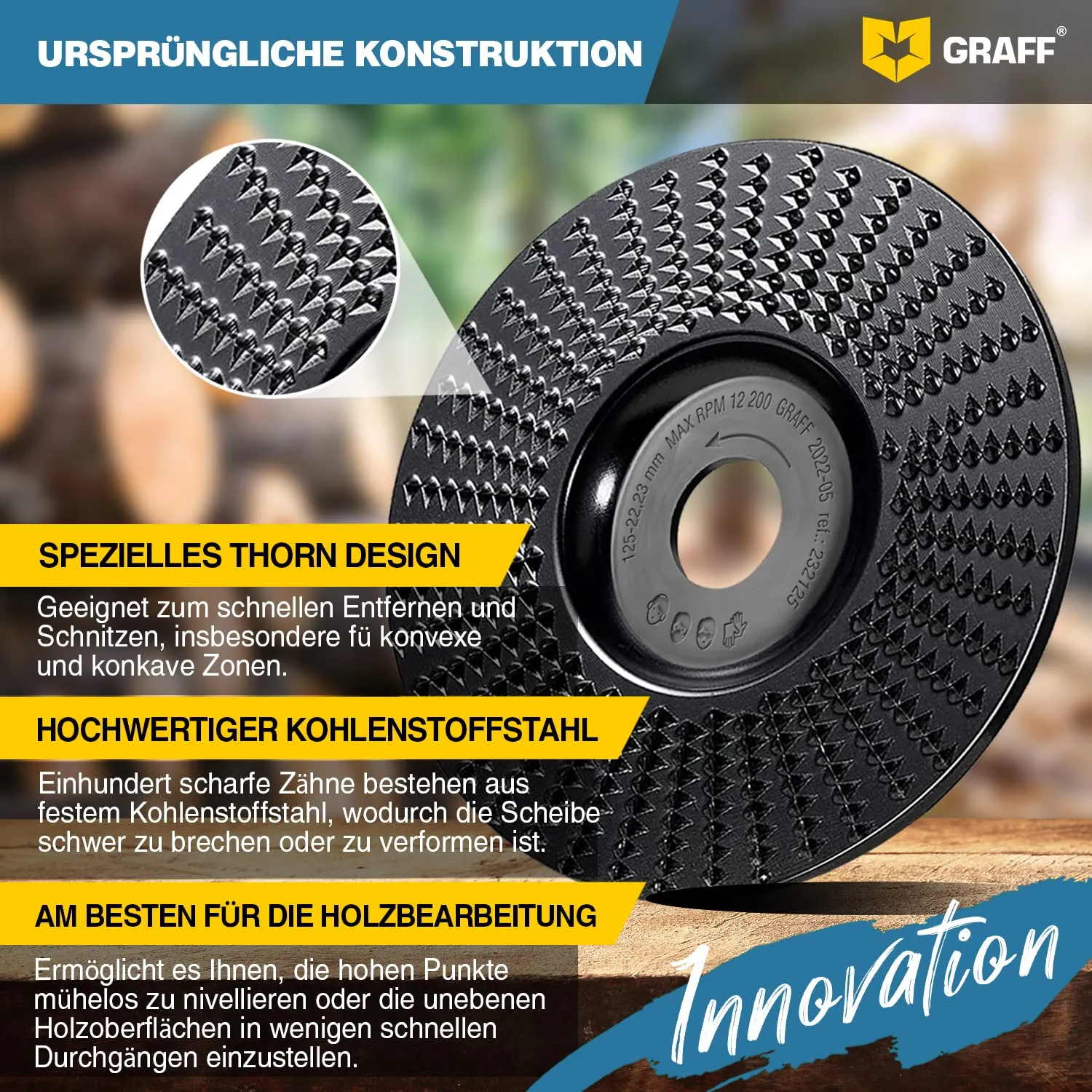 Graff disco raspa legno 125 mm intaglio smerigliatrice