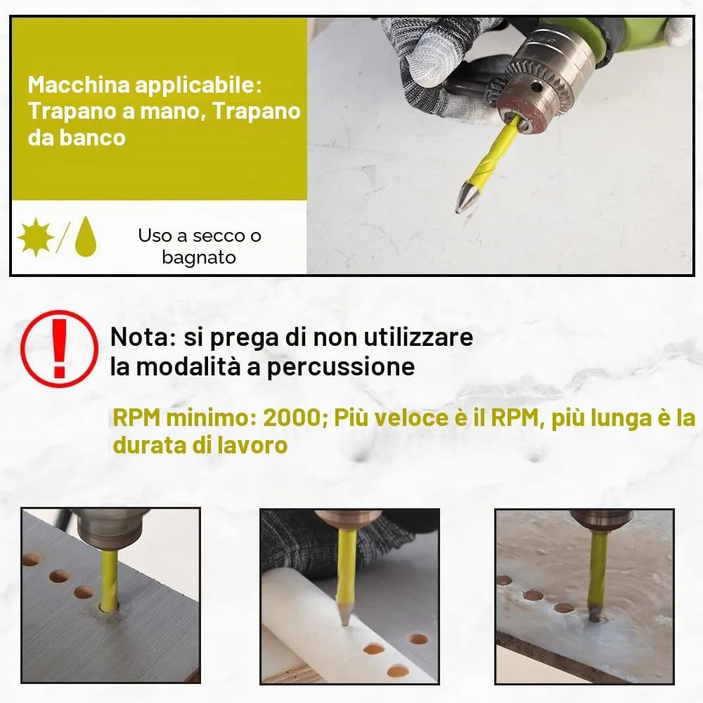 Sanleetek Set 10 Punte Trapano Carburo 5-12 mm Multimateriale