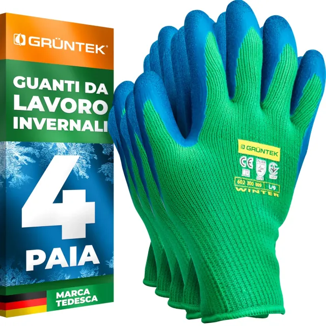 Grüntek Guanti Lavoro Invernali L/9 Lattice 4 Paia