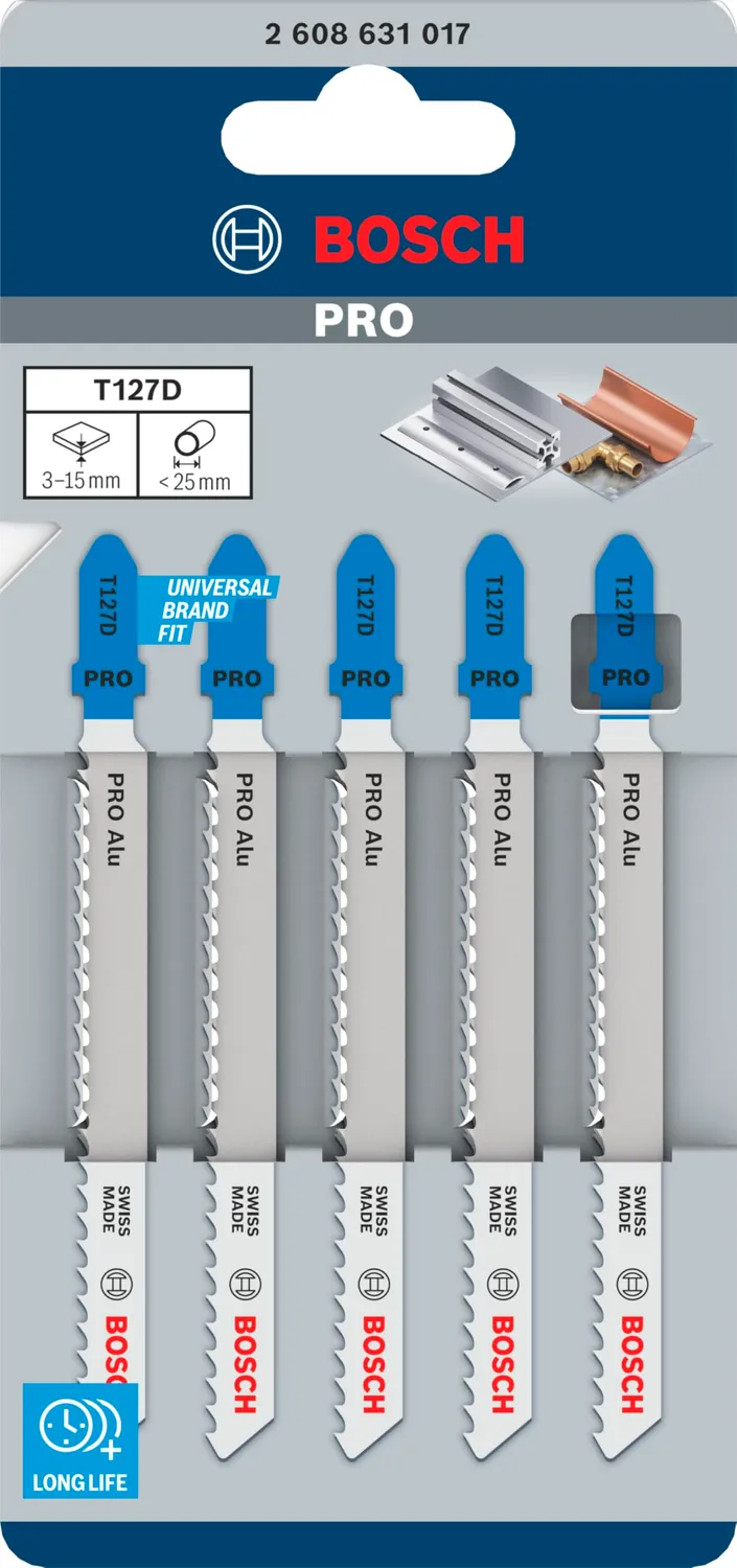 Bosch PRO T127D lame seghetto alternativo 5 pz alluminio