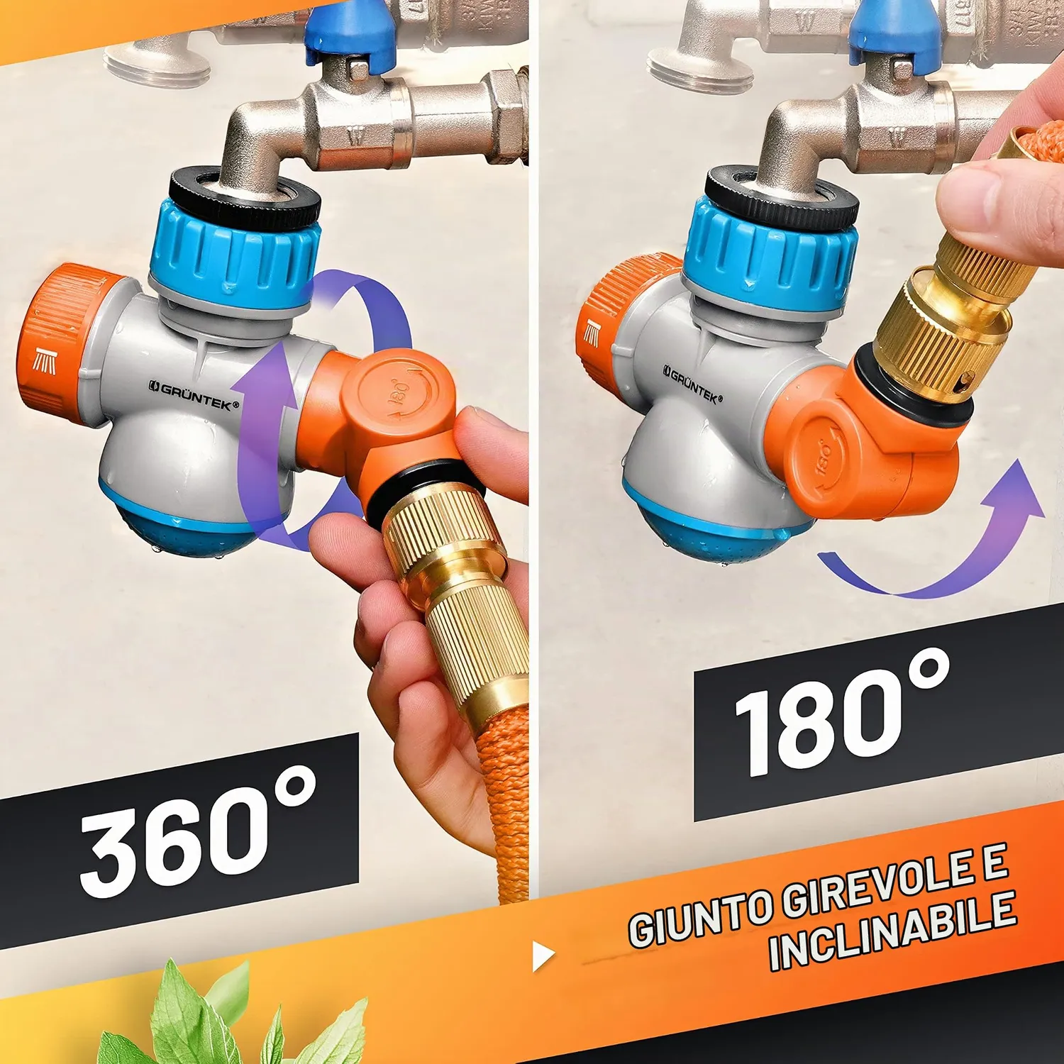 S&R Grüntek raccordo rubinetto tubo 3/4”-1” 2 getti