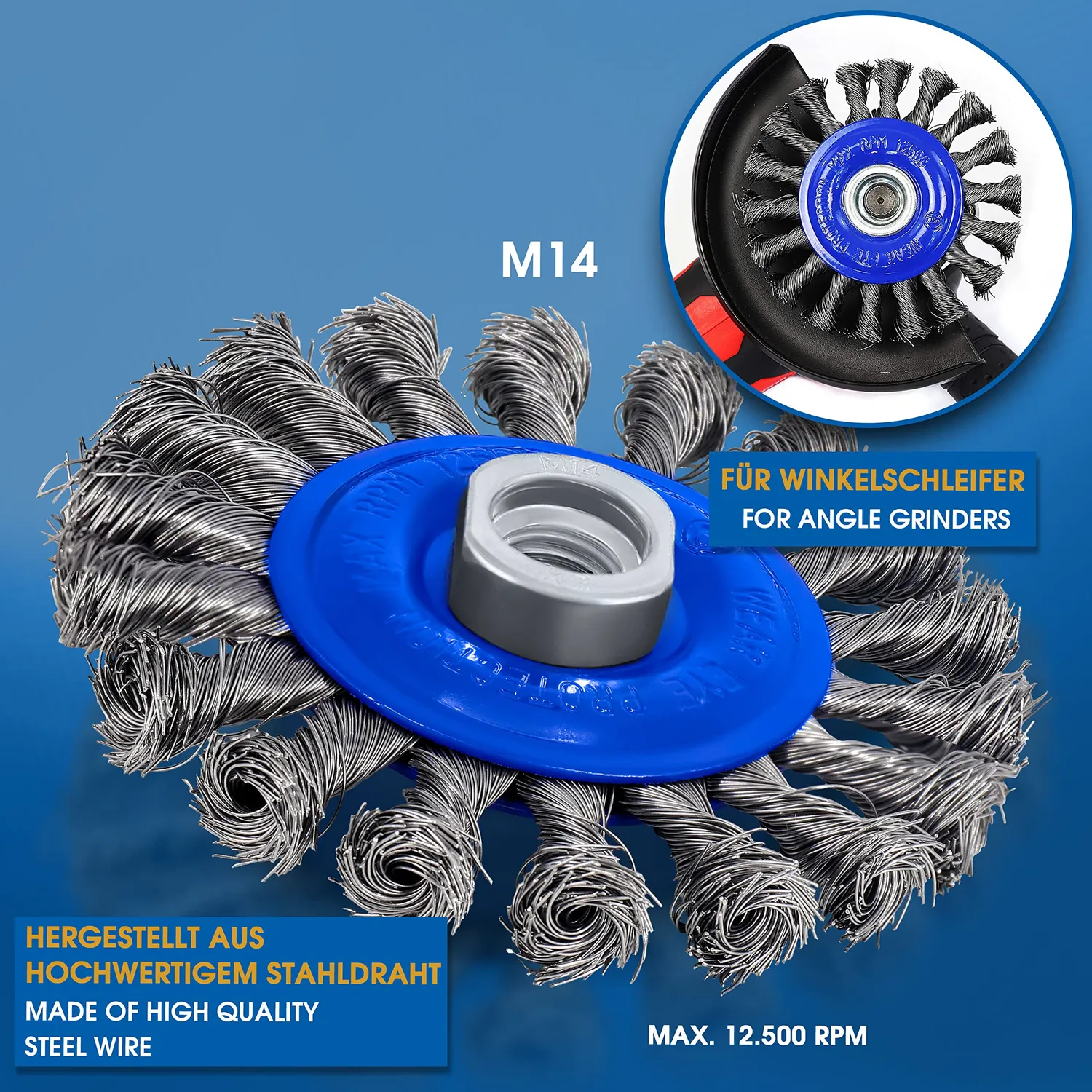 S&R Set 3 Spazzole Metalliche M14 3 Pezzi Filo Acciaio