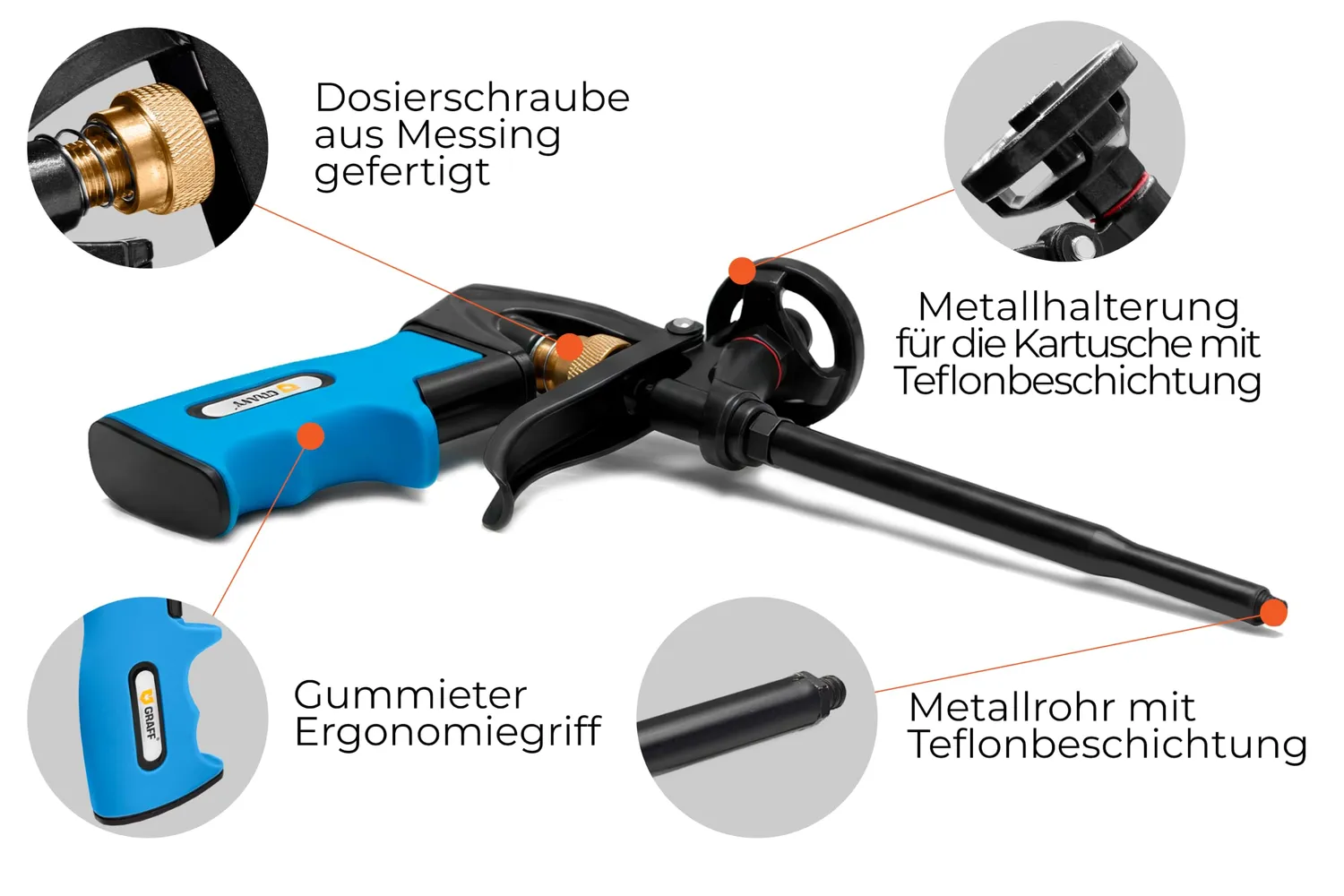 Graff pistola schiuma PU teflon con dosatore metallo