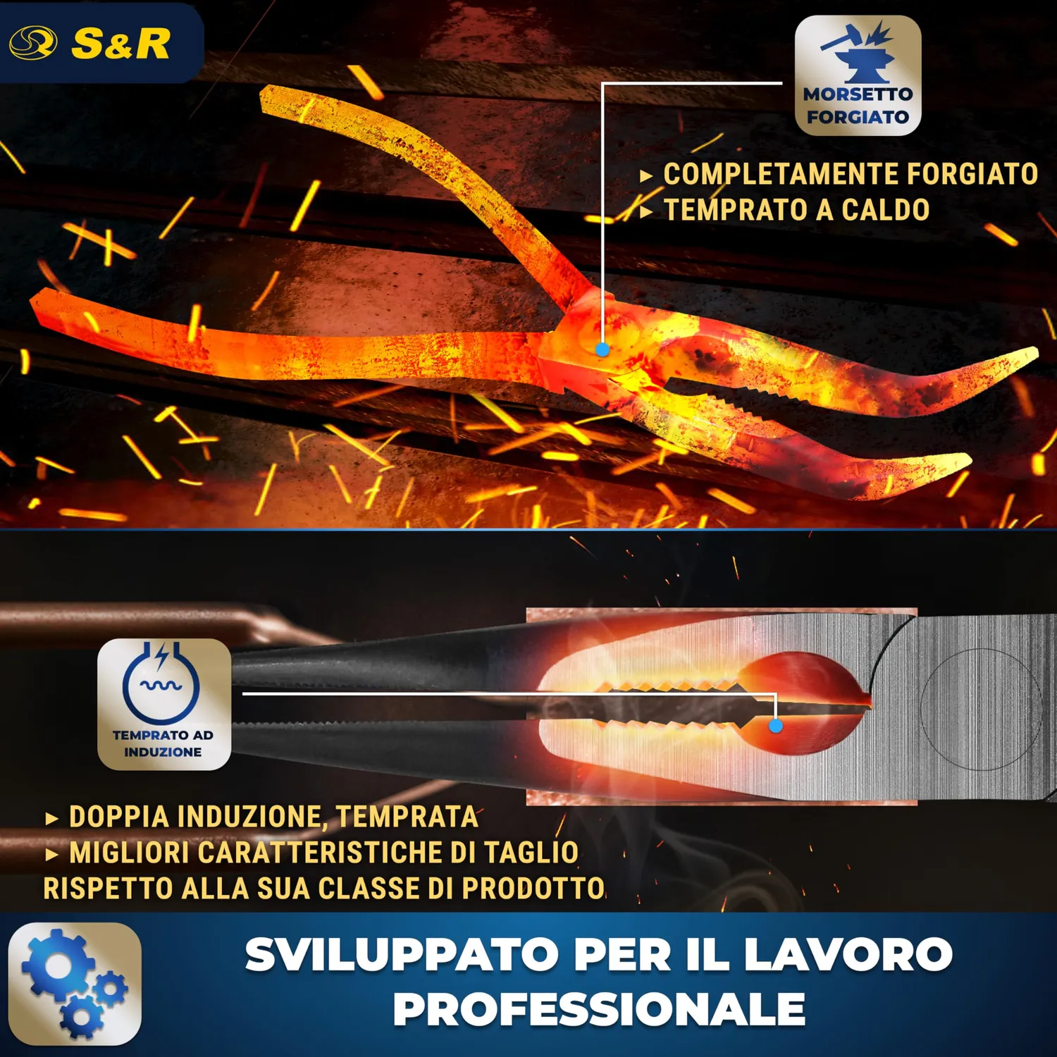 S&R pinza becco lungo curvo 200 mm VDE 1000V