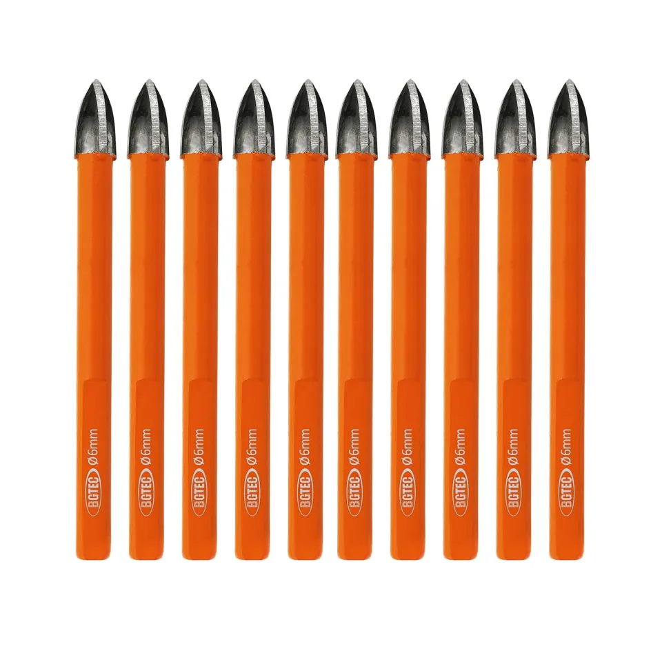 BGTEC punte metallo duro 6 mm 10 pezzi croce