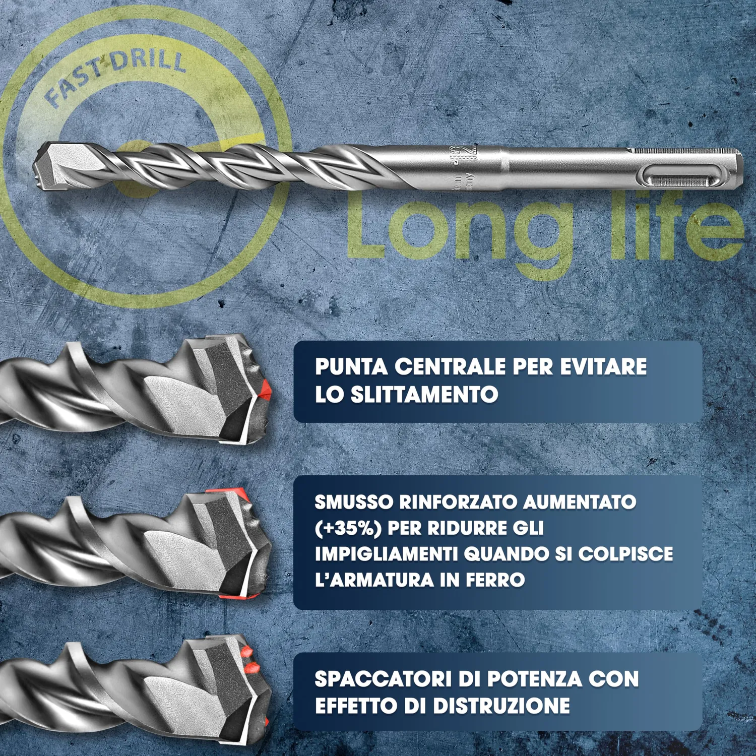 S&R SDS-Plus punte muro cemento set 7 pz PGM
