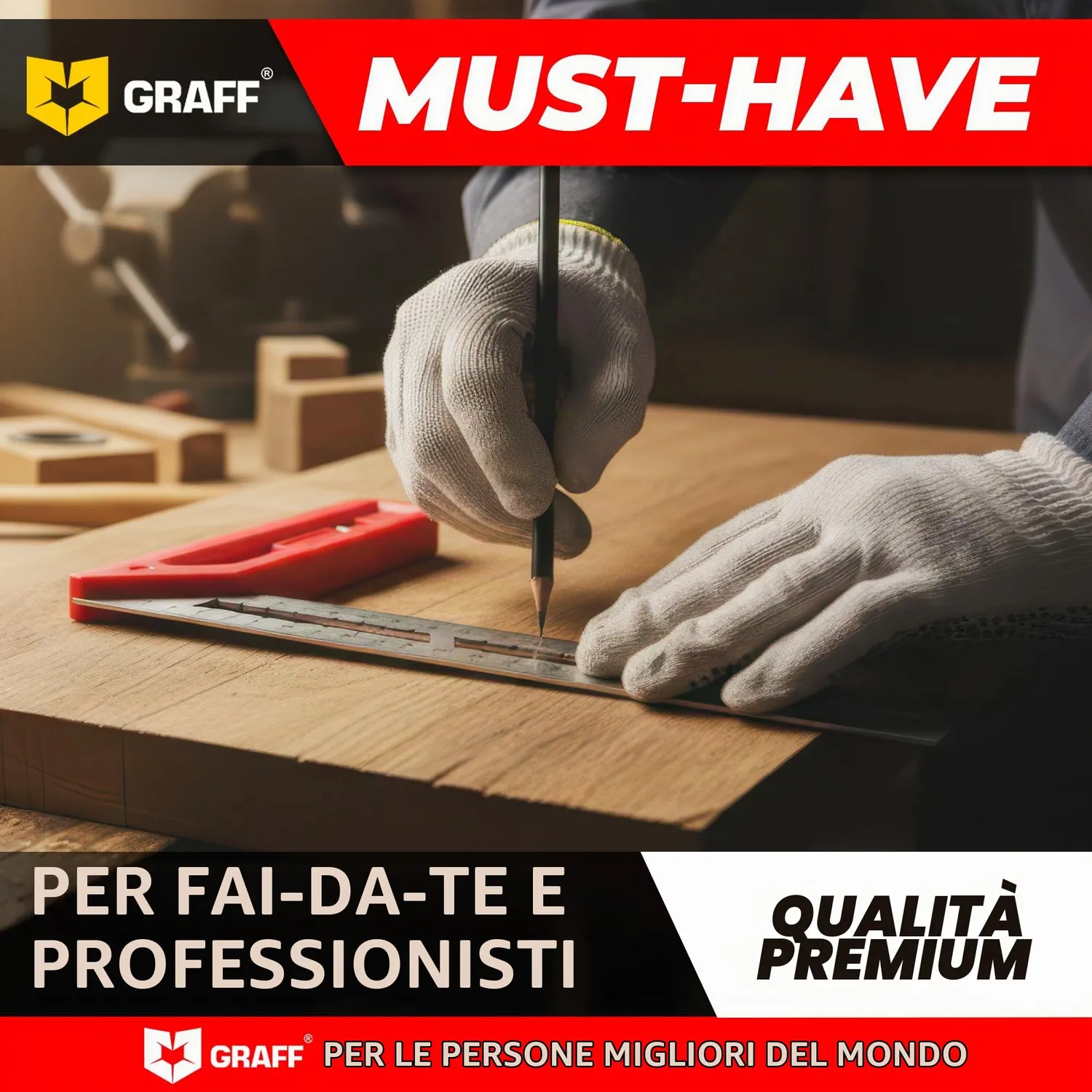 Graff squadra falegname 250 mm 90° 45° livella
