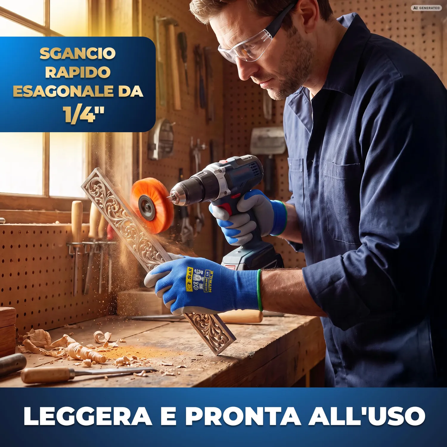 S&R Spazzola Nylon Aggressivo Trapano 100 mm 1-4