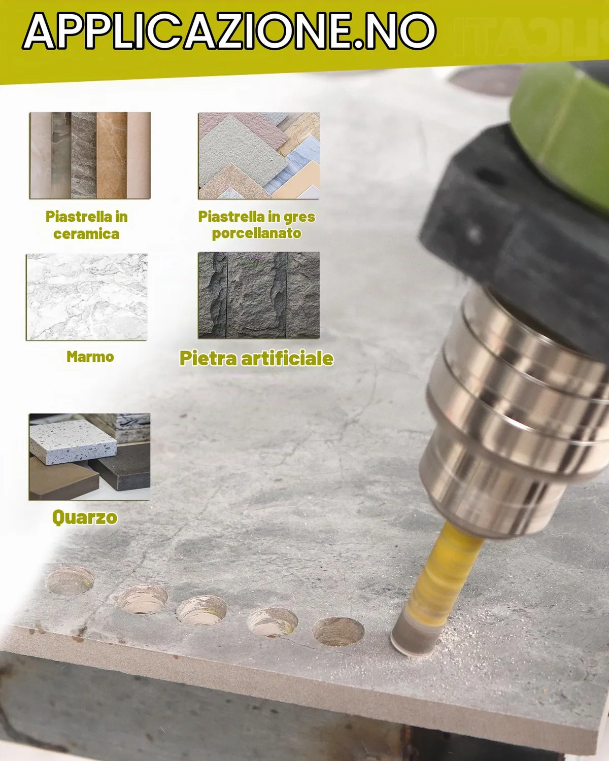 Sanleetek Set punte diamantate 6-12 mm gres marmo 5 pezzi