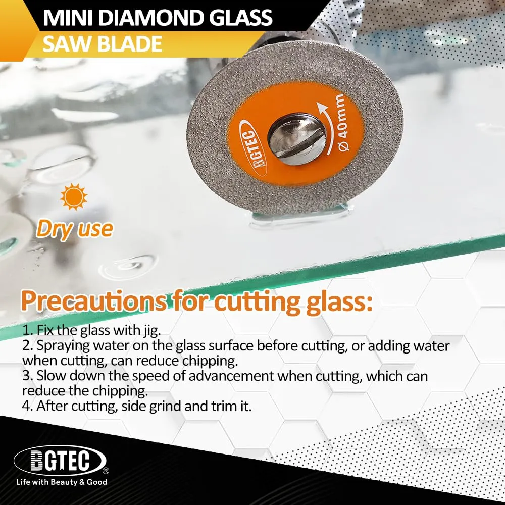 BGTEC Disco Diamantato 50 mm Vetro Set 5 Pezzi Gambo