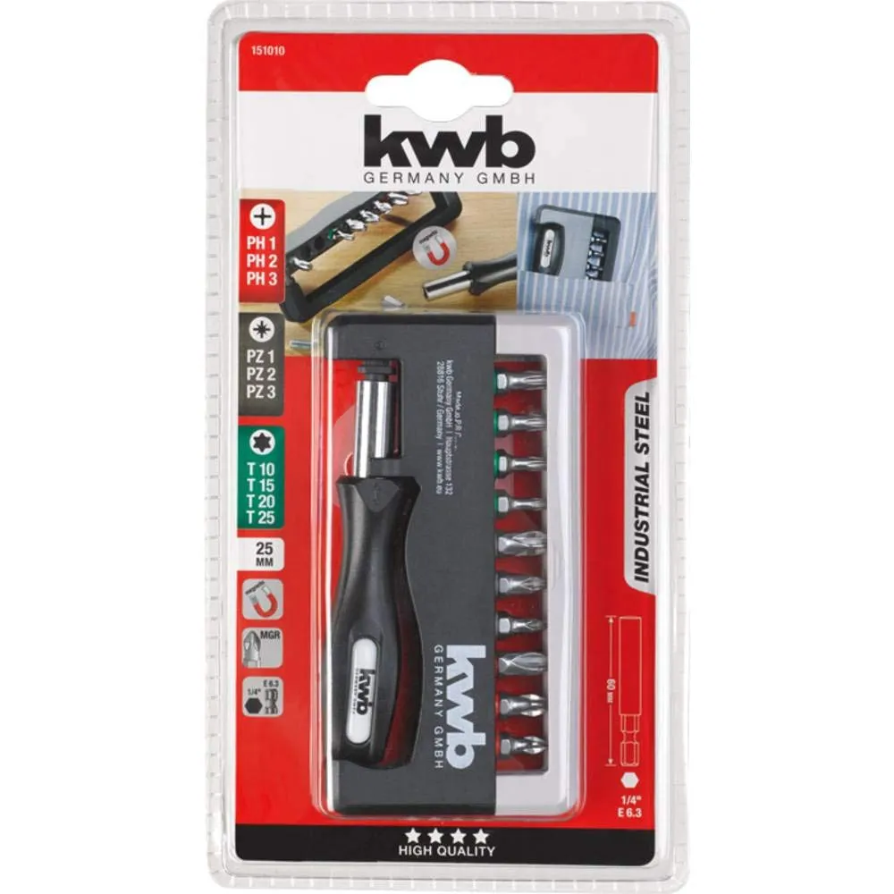 KWB 151010 set bit box 12 pezzi 1/4" magnetico