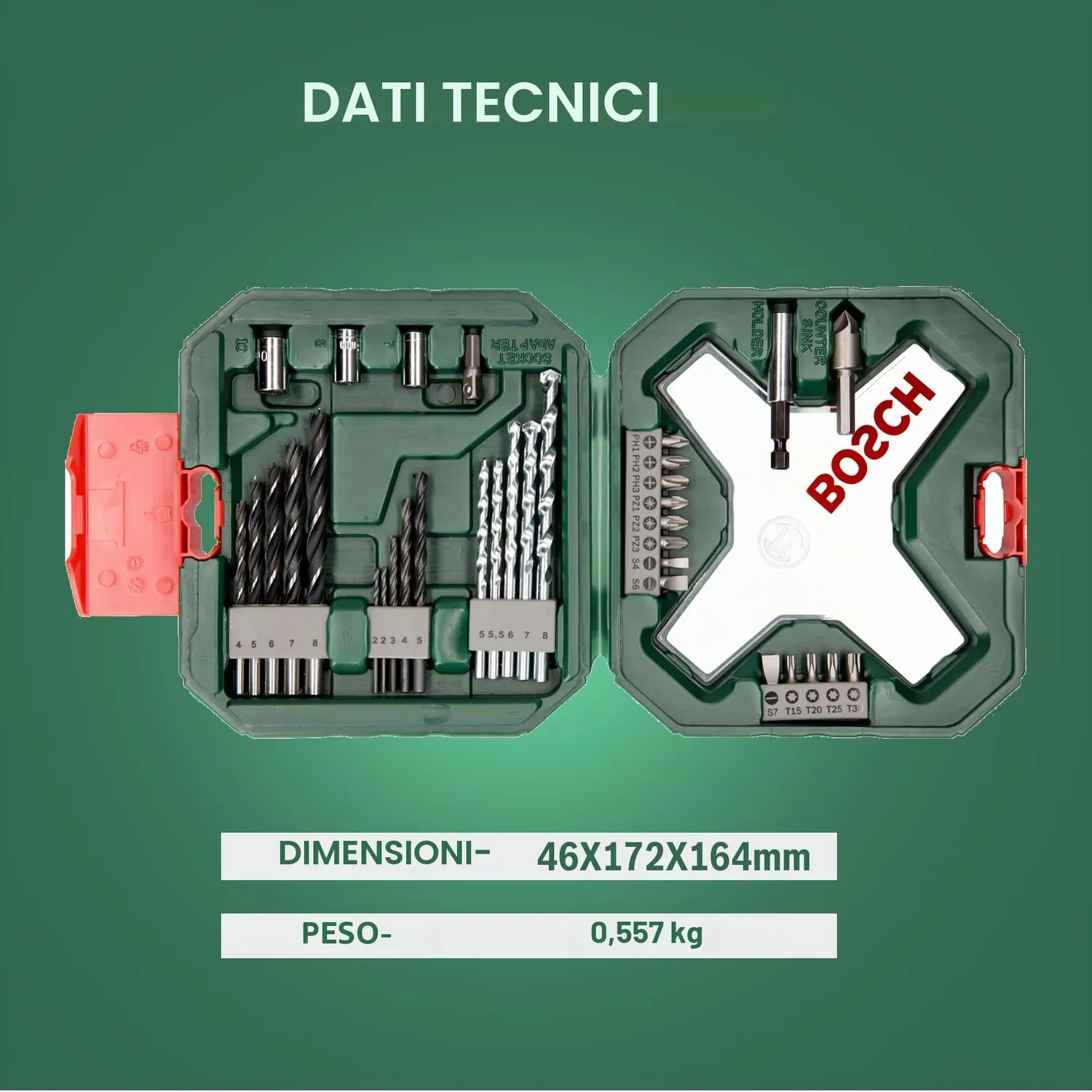 Bosch X-Line Set 34 Pezzi Punte e Bit Titanio