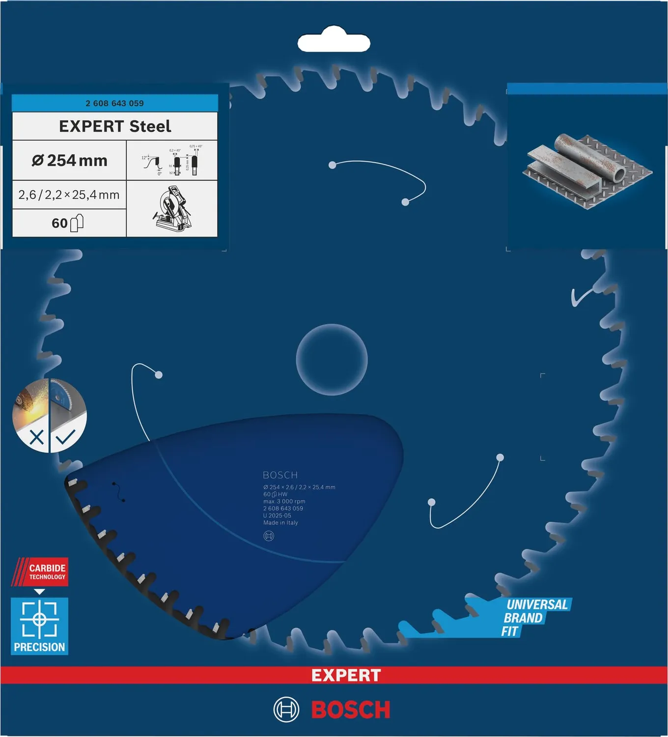Bosch Expert lama circolare acciaio 254x25,4 mm a secco