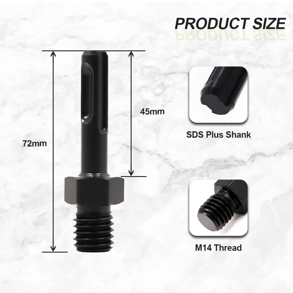 SANLEETEK Adattatore M14 SDS Plus punte 2 pezzi corona diamantata
