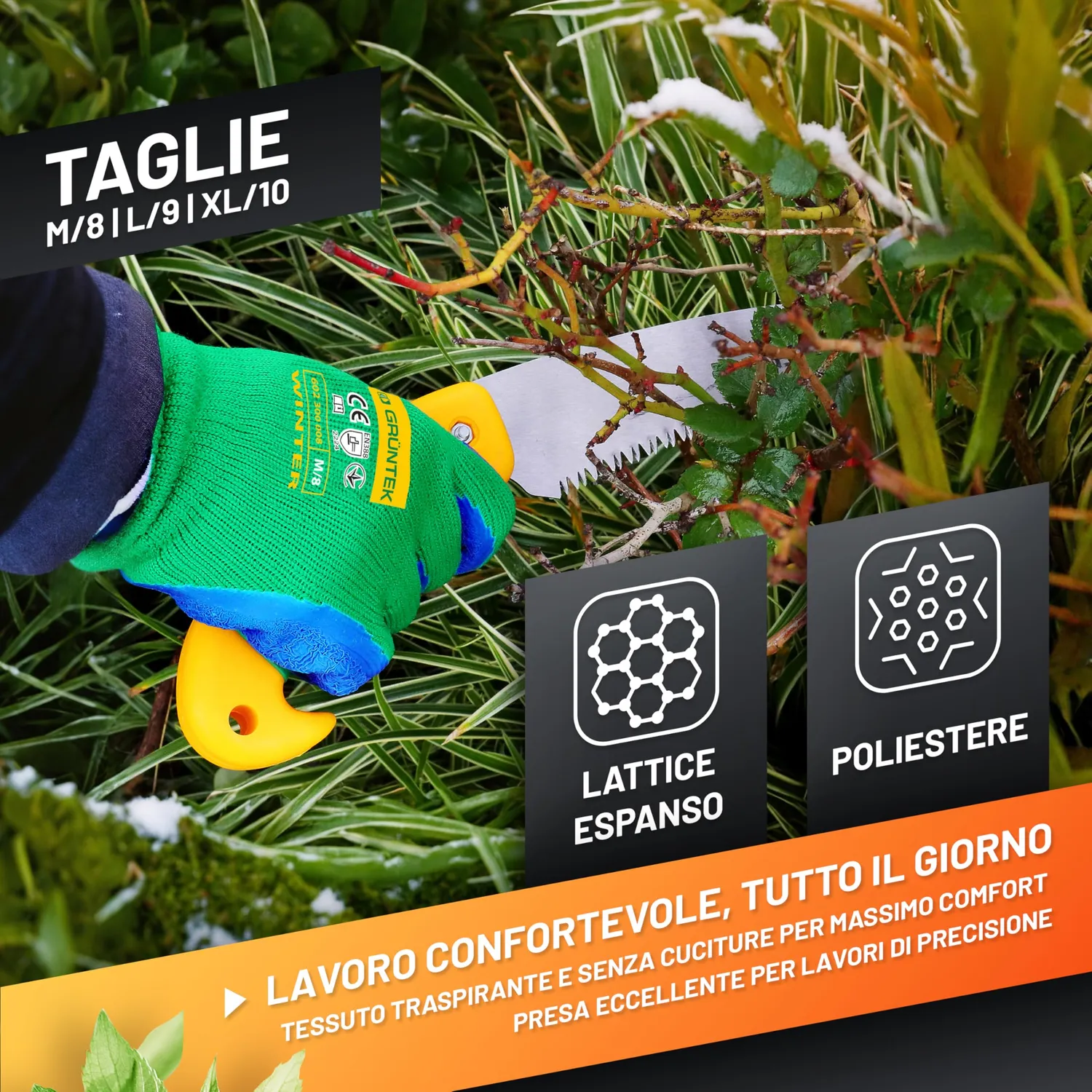 Grüntek Guanti Lavoro Invernali L/9 Lattice 4 Paia