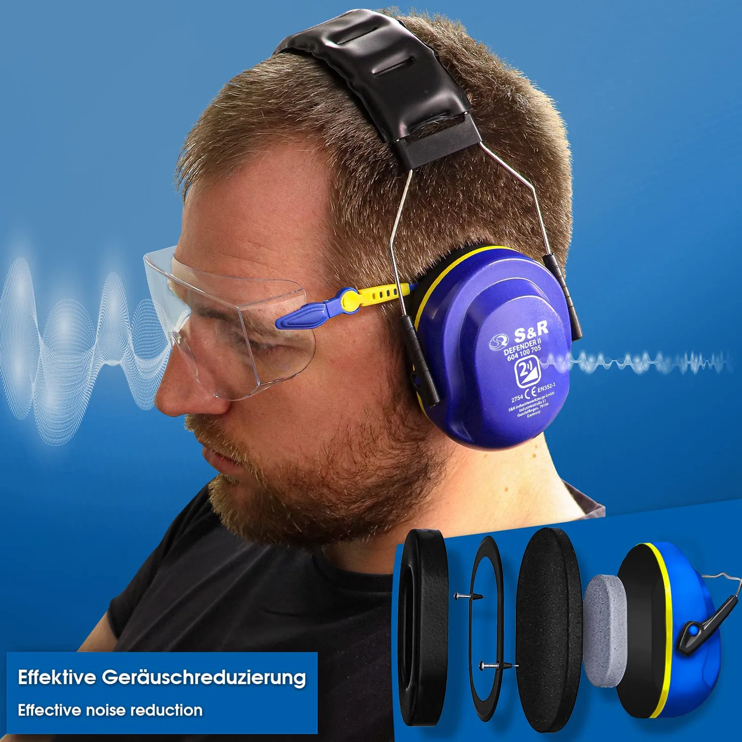 S&R Defender Cuffie Antirumore SNR 29,8 dB alta attenuazione