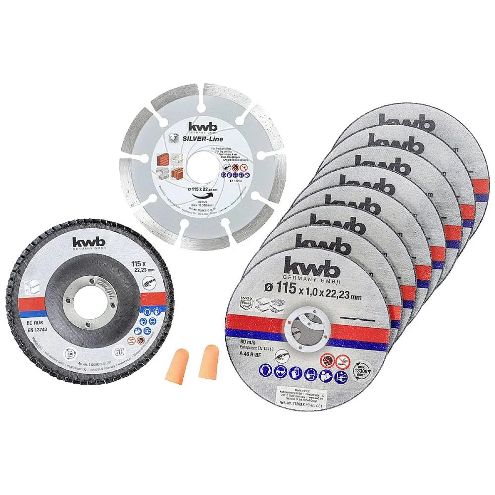 KWB set 10 dischi taglio 125 mm metallo pietra mola