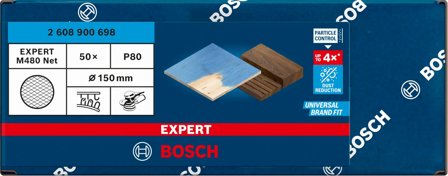 Bosch Expert M480 Rete Abrasiva 150 mm Grana 80 50 Pezzi
