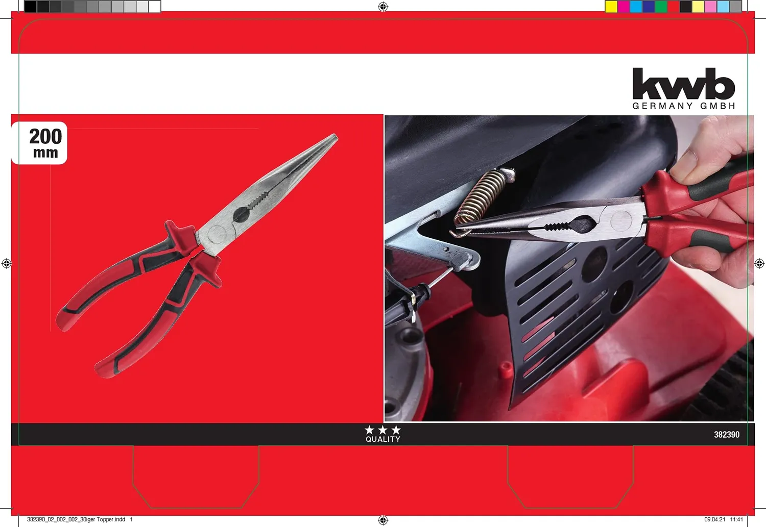 KWB pinza a becchi dritti 200mm cromo vanadio
