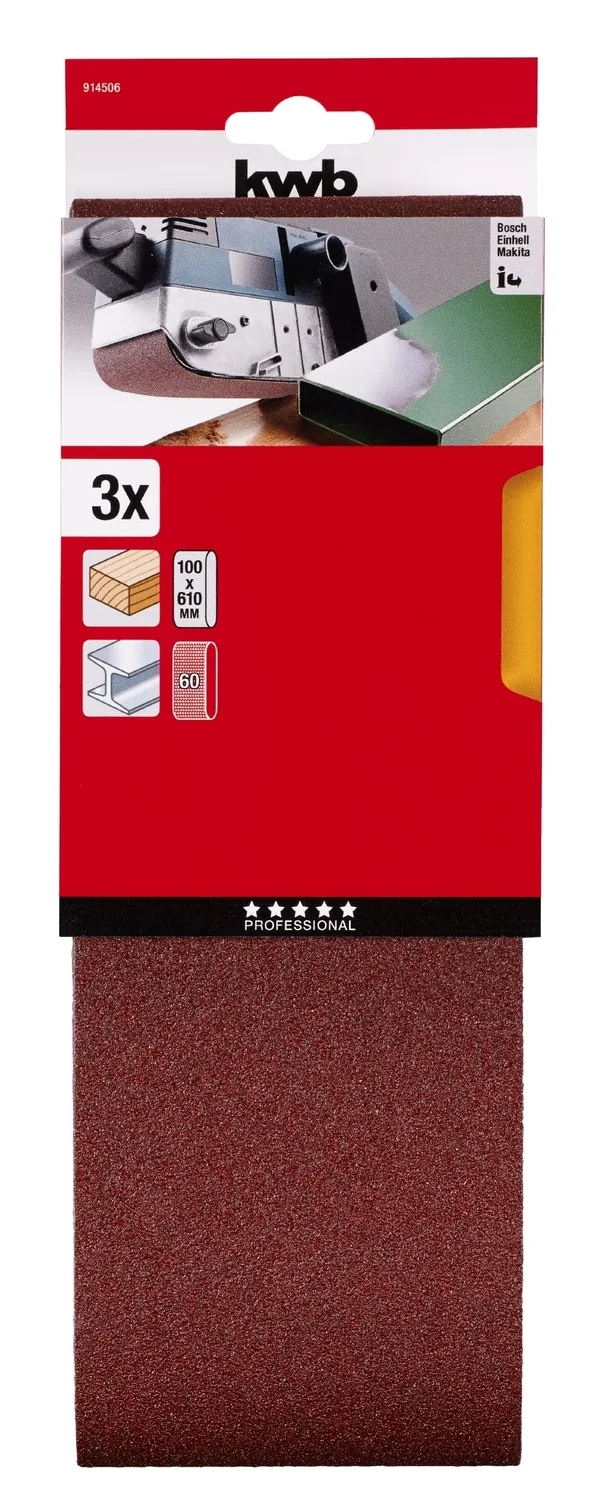 KWB 901908 nastri abrasivi 75x457 mm K80 10 pezzi legno metallo