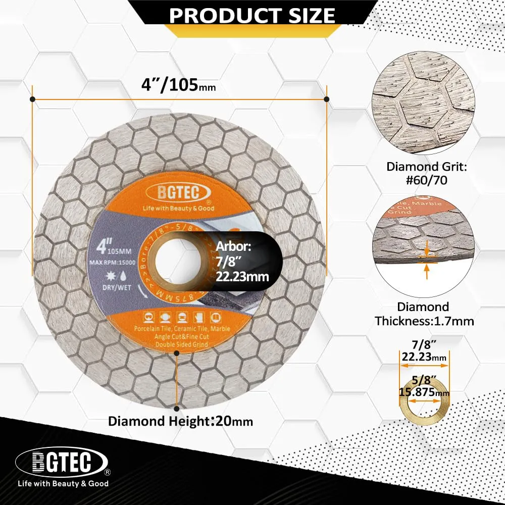 BGTEC disco diamantato 105 mm piastrelle ceramica
