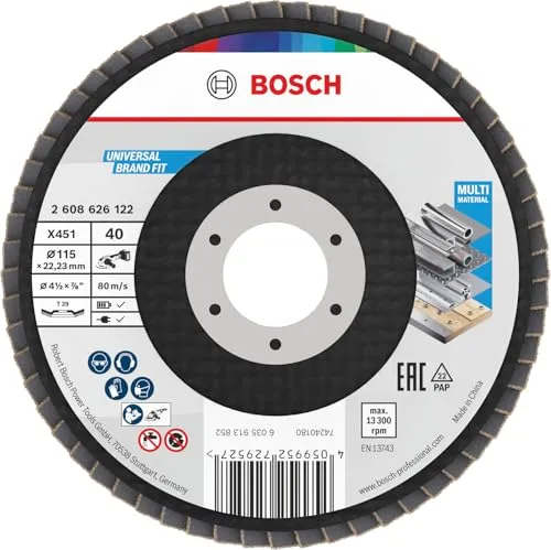 Bosch X451 disco lamellare 115 mm acciaio grana 40-60 15 pezzi