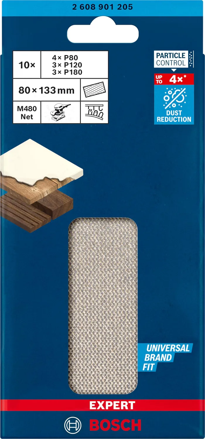 Bosch Expert M480 80x133mm rete abrasiva 10 pz assortita