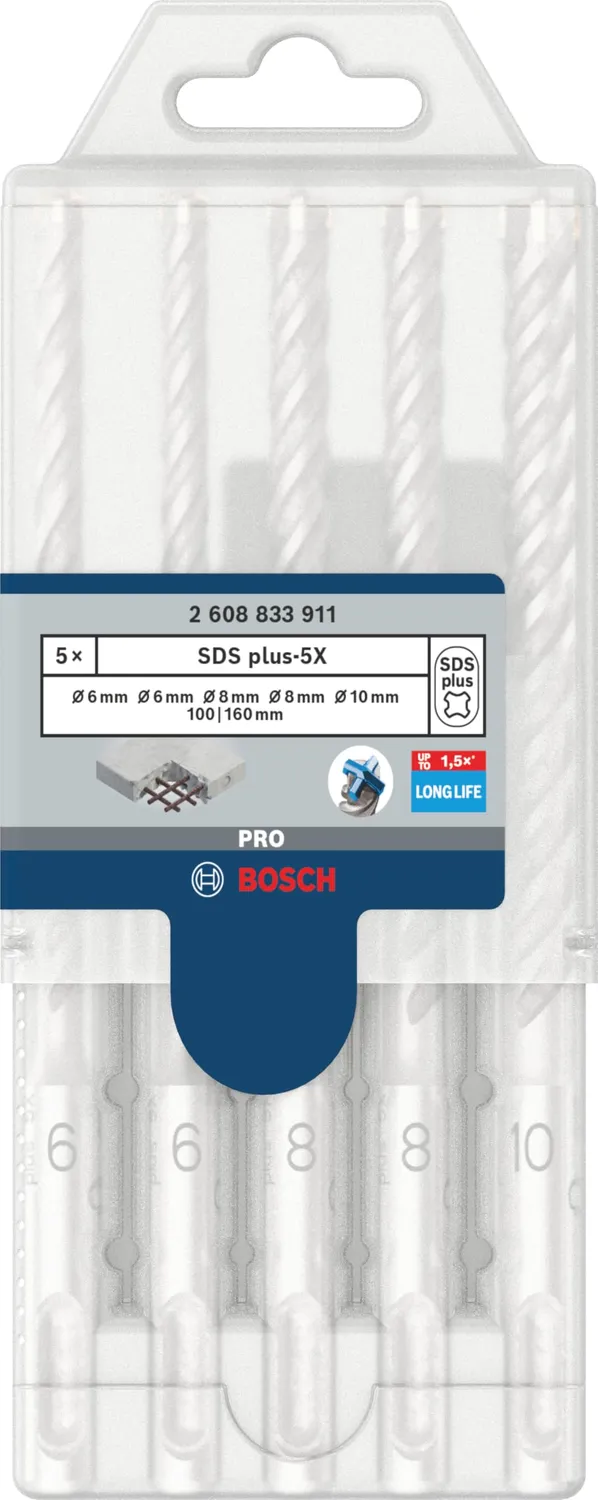 Bosch Expert PRO SDS plus-5X punte martello set 5 pezzi 6-10 mm