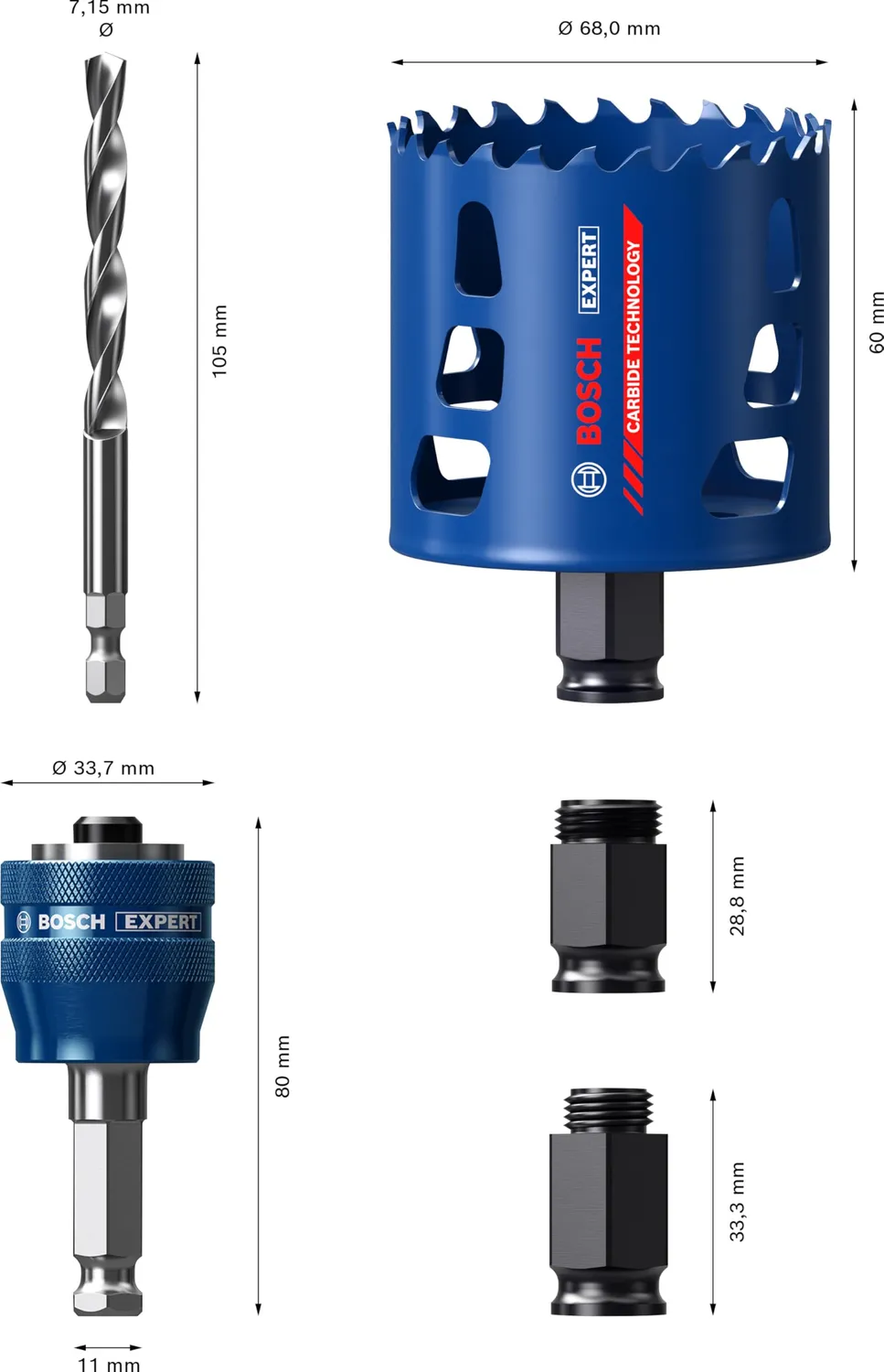 Bosch Expert Multi Material sega a tazza 68 mm Starter Set