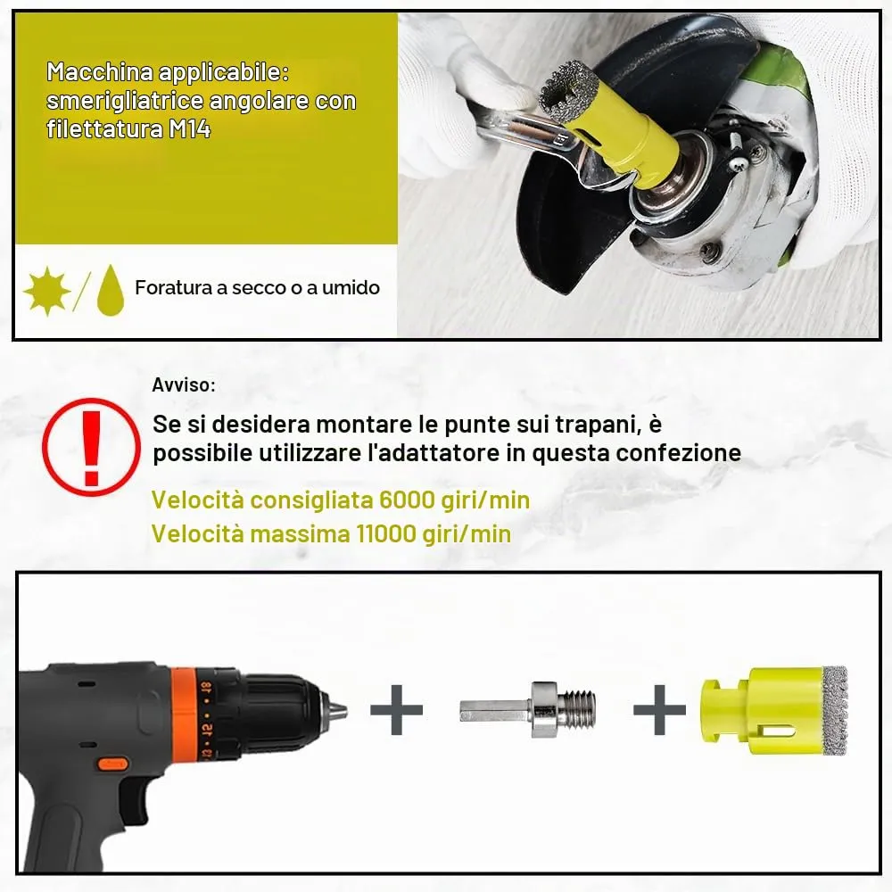 SANLEETEK Punte Diamantate M14 10 Pezzi Gres Ceramica