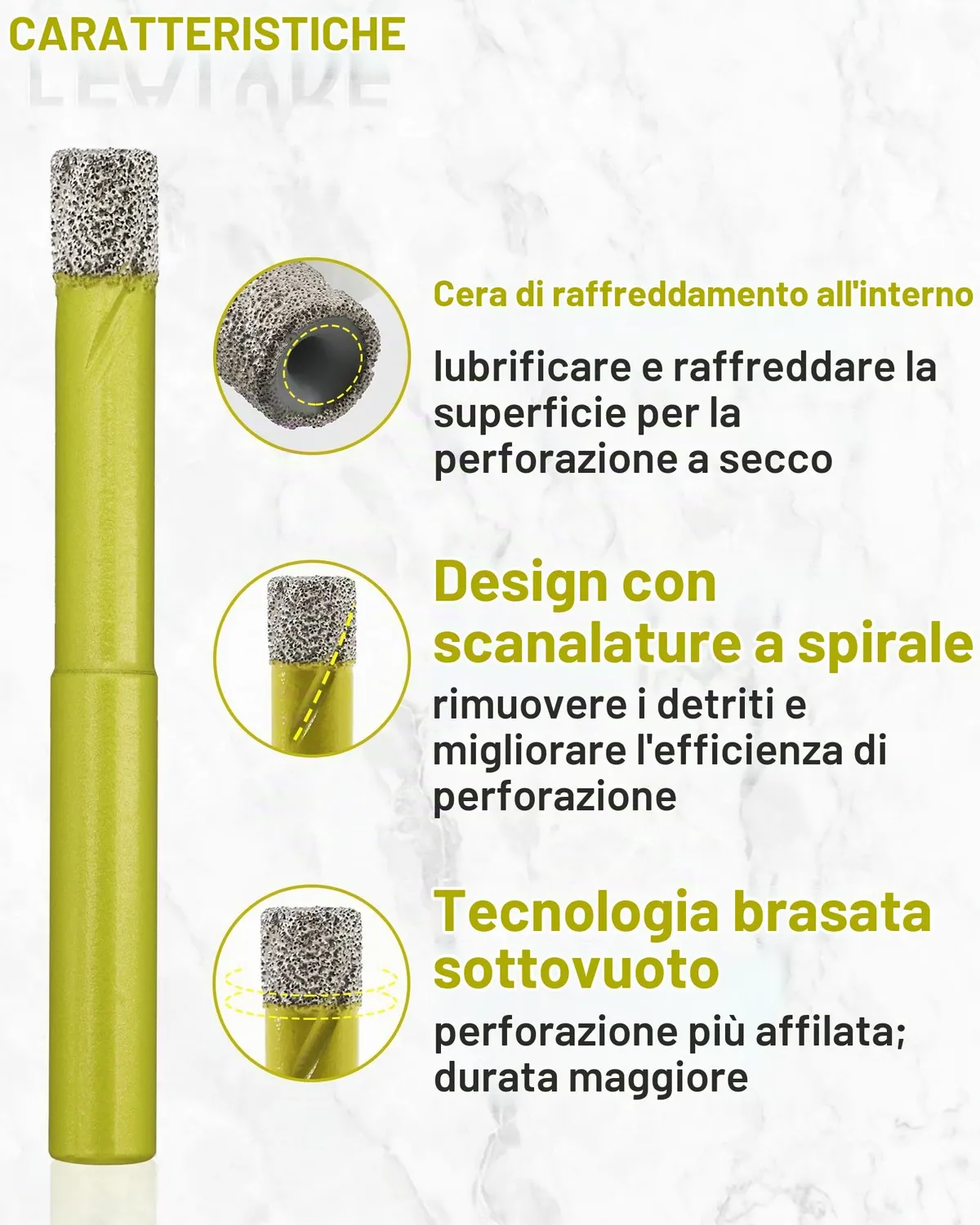 Sanleetek Punte diamantate 6mm trapano 10pz gres marmo uso secco