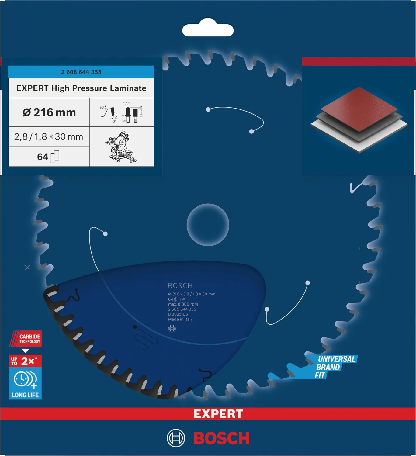 Bosch Expert High Pressure Laminate lama circolare 216 mm per HPL