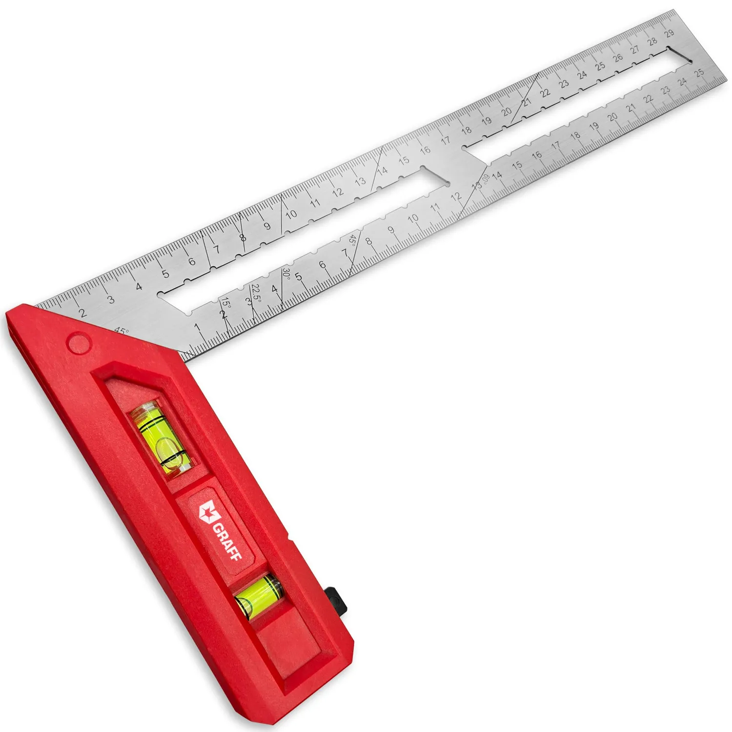 Graff squadra falegname 250 mm 90° 45° livella