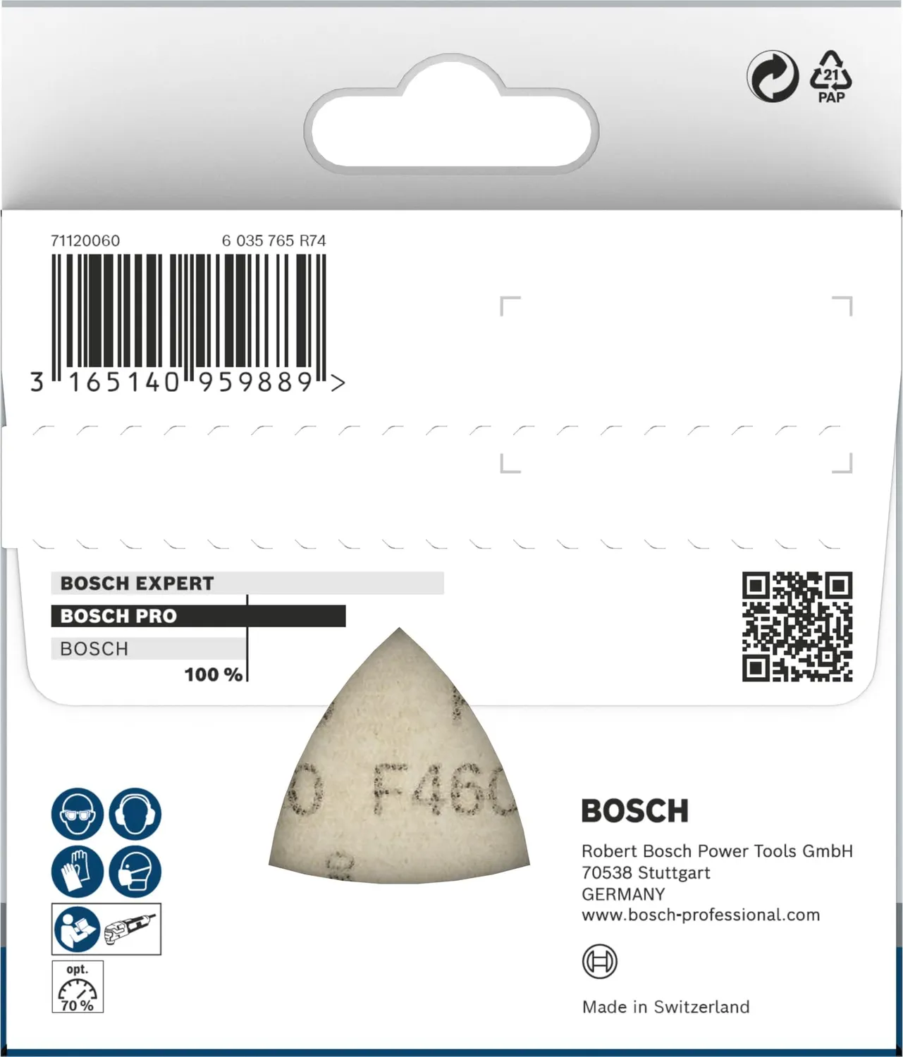 Bosch Expert Foglio Abrasivo F460 93x93 mm G80 5 Pezzi