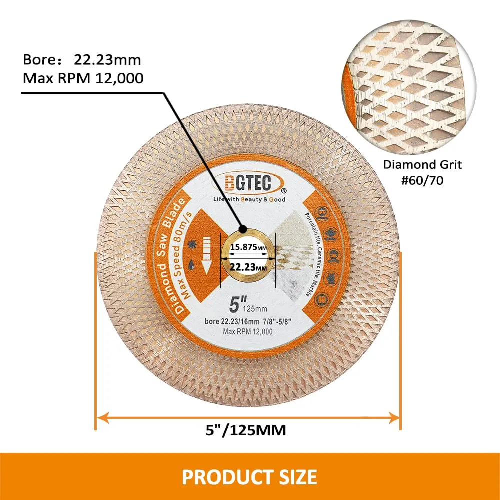 BGTEC disco diamantato 125 mm gres porcellana X taglio