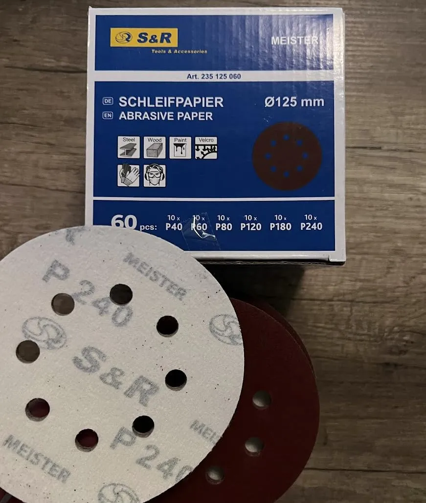 S&R dischi abrasivi 125 mm set 60 pezzi grana 40-240