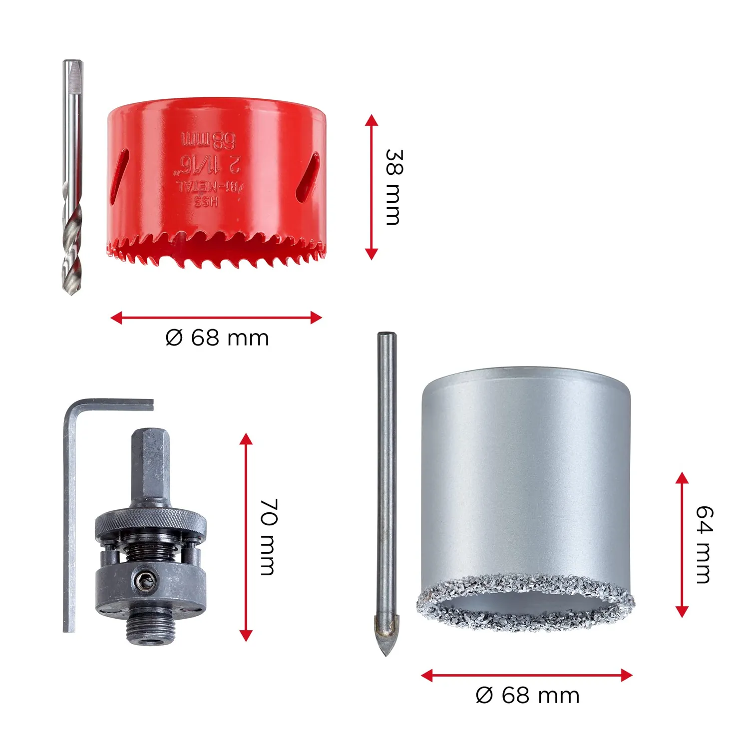 KWB 599290 set seghe a tazza 68 mm 6 pezzi bimetalliche